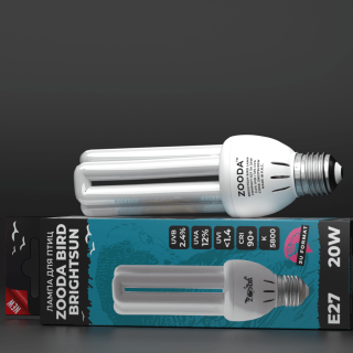 УФ Лампа для птиц Zooda BRIGHTSUN BIRD LAMP E27 2.4% UVB 12% UVA 20 Вт (3U) фото 2