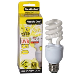 Лампа Reptile One Lamp Compact 5.0, для рептилий и амфибий, Е27, 13W, 5% UVB