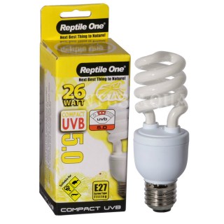 Лампа Reptile One Lamp Compact 5.0, для рептилий и амфибий, Е27, 26W, 5% UVB